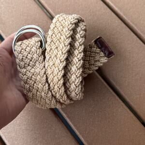 J Crew Braided Tan Belt with Silver Buckle L/XL
